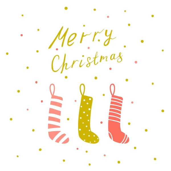 Tarjeta de Navidad con letras dibujadas a mano — Vector de stock
