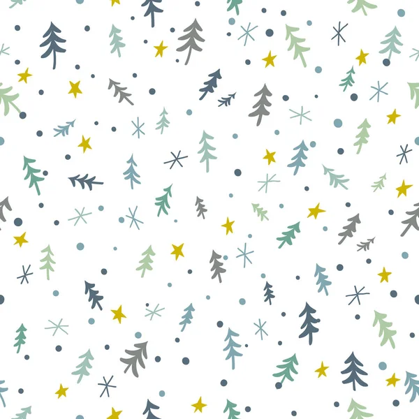 Patrón de Navidad sin costuras con árboles de coníferas — Archivo Imágenes Vectoriales
