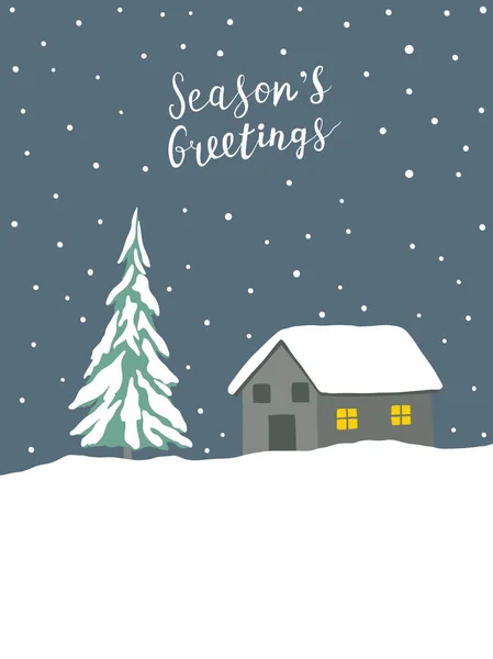 Boże Narodzenie kartkę z życzeniami z zimowego krajobrazu — Wektor stockowy