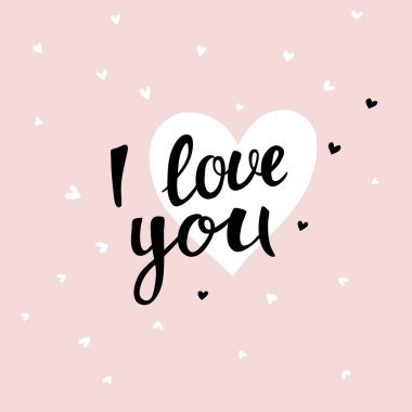 Sevgililer günü kartı kalpleri ve yazı yazılmış el ile