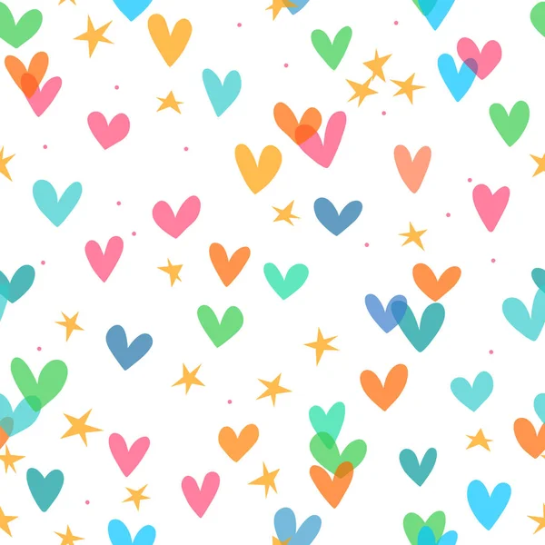 Seamless pattern with hearts and stars — Stock Vector