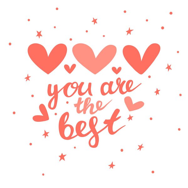 Valentine's day greeting card with hearts and hand written lette