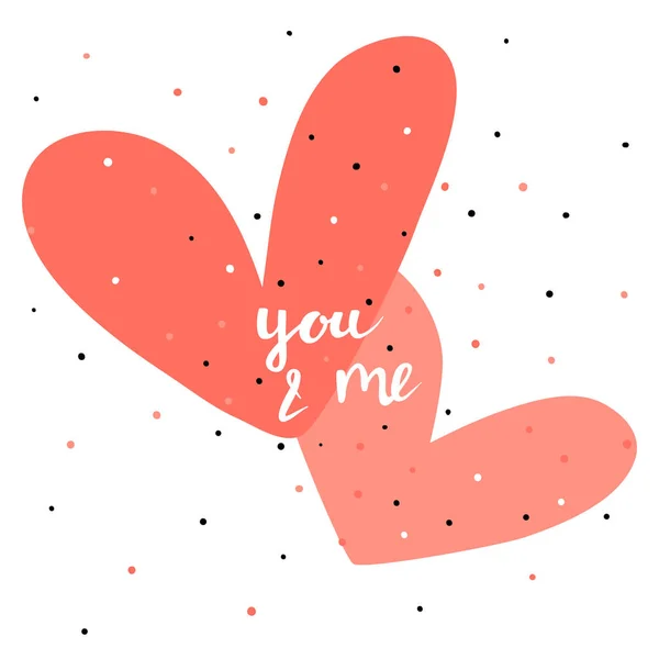 Dia dos Namorados cartão de saudação com corações e mão escrita lette —  Vetores de Stock