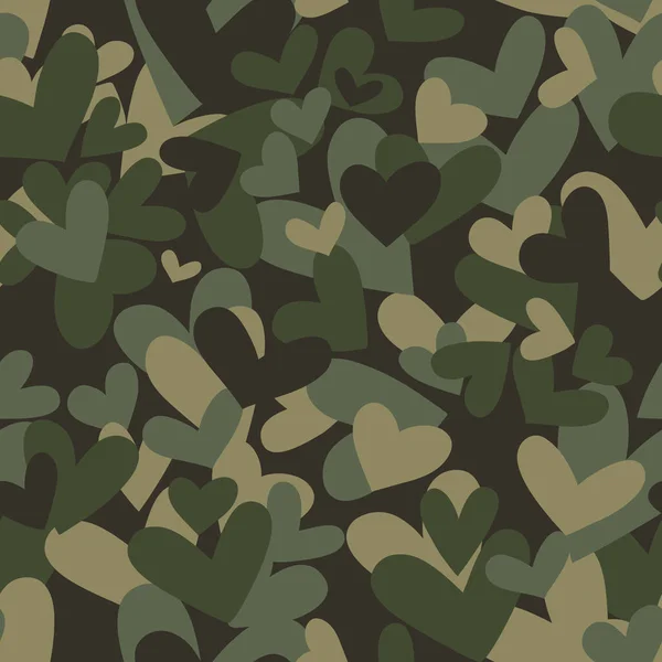 Seamless camouflage pattern made of hearts — Stock Vector