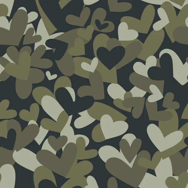 Seamless camouflage pattern made of hearts — Stock Vector