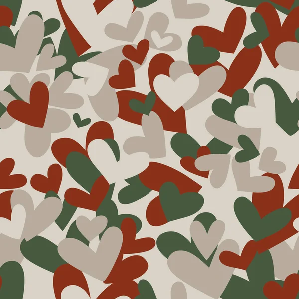 Seamless camouflage pattern made of hearts — Stock Vector