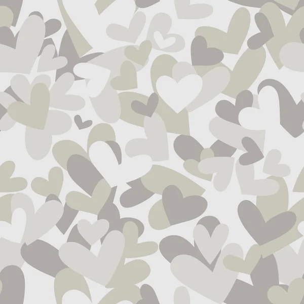 Sömlöst kamouflagemönster av hjärtan — Stock vektor