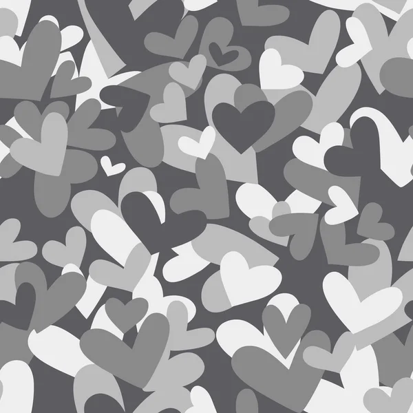 Patrón de camuflaje sin costuras hecho de corazones — Vector de stock