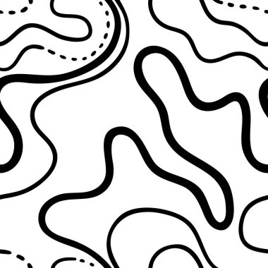 Dalgalı çizgileri olan siyah ve beyaz, pürüzsüz desenler.