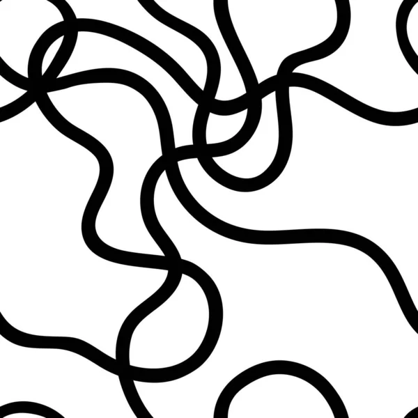 Modèle Abstrait Sans Couture Noir Blanc Avec Des Lignes Ondulées — Image vectorielle