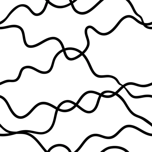 Black White Abstract Seamless Pattern Wavy Lines — Stock Vector