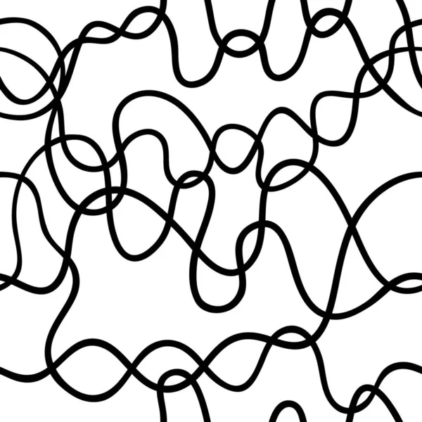 Patrón Abstracto Sin Costura Blanco Negro Con Líneas Onduladas — Vector de stock