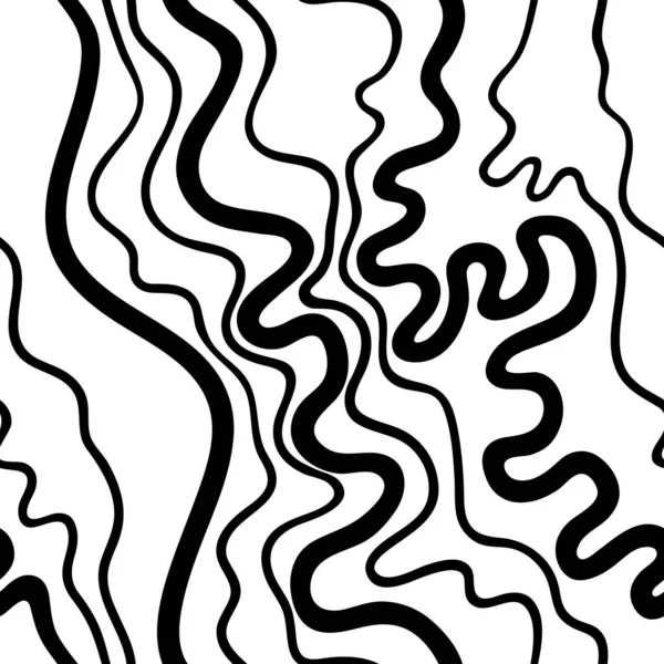 Modèle Abstrait Sans Couture Noir Blanc Avec Des Lignes Ondulées — Image vectorielle