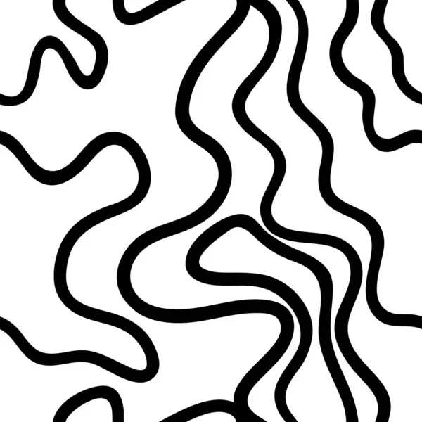 Schwarz Weiß Abstraktes Nahtloses Muster Mit Geschwungenen Linien — Stockvektor