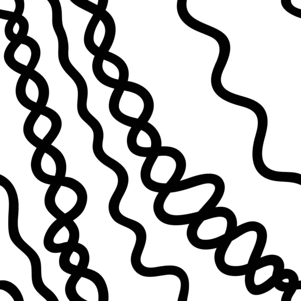 波状の線で黒と白の抽象的なシームレスパターン — ストックベクタ