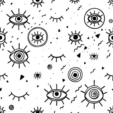 Gözleri olan siyah ve beyaz desenli.