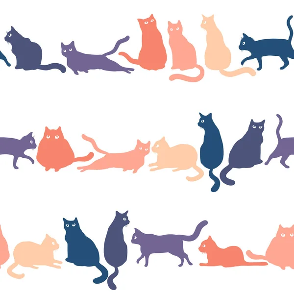 Nahtloses Muster Mit Niedlichen Katzen — Stockvektor