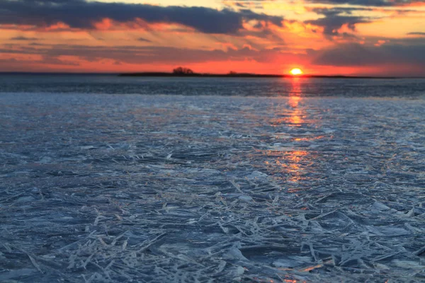 funny ice crystals at sunset