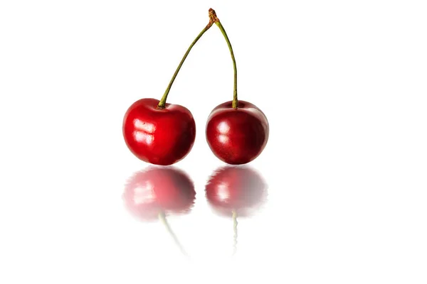 Cerises Sont Isolées Sur Fond Blanc Design Fruits — Photo