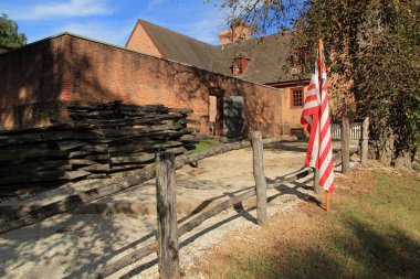WILLIAMSBURG, VA  OCTOBER 6: Built in the early eighteenth century, the Public Gaol served as the main prison in Colonial Williamsburg October 6, 2017 in Williamsburg, VA clipart