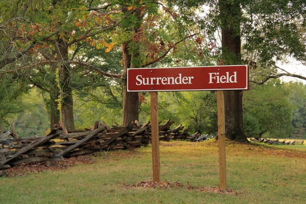 Surrender Field Sign Yorktown Battlefield Yorktown Virginia — Stock Photo, Image