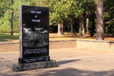 Freedmen Colony Monument at the Fort Raleigh National Historic Site on Roanoke Island, North Carolina clipart