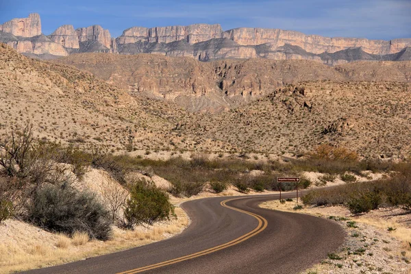 Naturskön Öde Motorväg Närmar Sig Avsnittet Boquillas Canyon Big Bend — Stockfoto