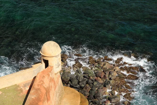 One of the most famous landmarks in Old San Juan, Puerto Rico, is the Guarita del Diablo, or Devils Sentry Box, which is part of the Castillo San Cristobal