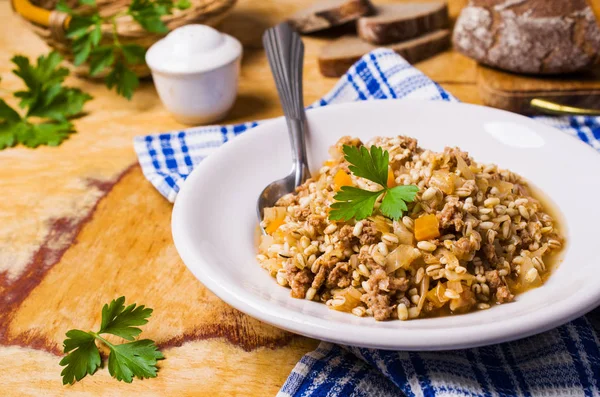 Pearl barley with vegetables