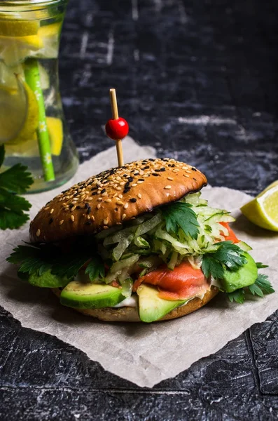 Burger with salted salmon