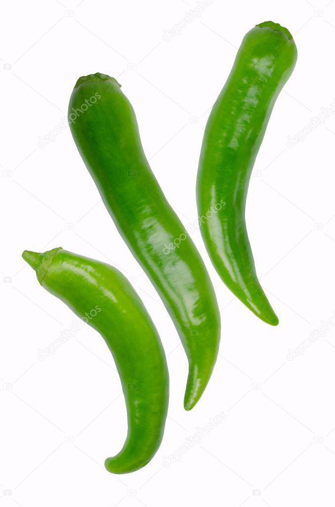 Raw green pepper pods