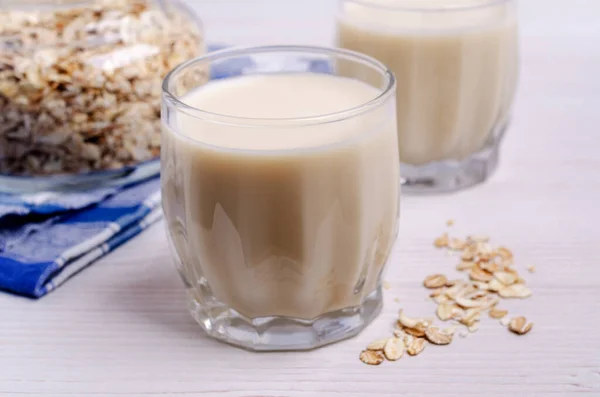 Alternatieve Melk Met Haver Het Glas Het Concept Van Gezond — Stockfoto