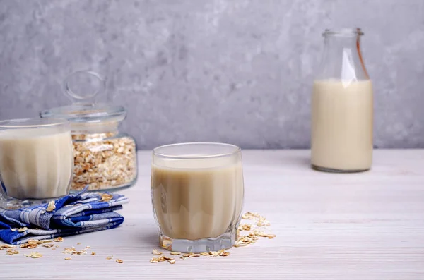 Alternatieve Melk Met Haver Het Glas Het Concept Van Gezond — Stockfoto