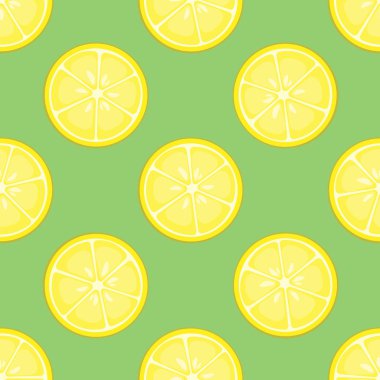 Kumaş, duvar kağıdı, masa örtüsü ve web tasarımı için limon dilimleriyle kusursuz desen.