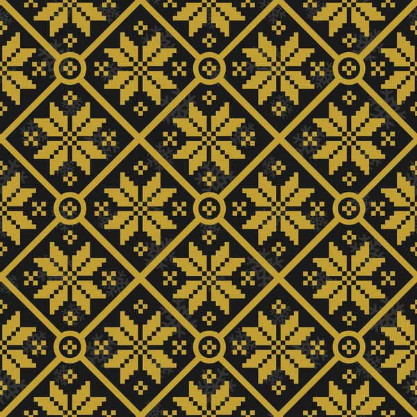 Motif Géométrique Vectoriel Sans Couture Avec Des Flocons Neige Tricotés — Image vectorielle