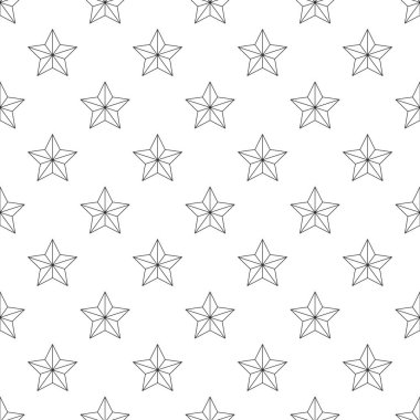 Şirin yıldızlı vektörsüz desen; beyaz arkaplan; duvar kağıdı, ambalaj kağıdı, kumaş, tebrik kartı, web tasarımı için sevimli basit tasarım.