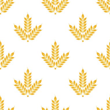 Buğday desenli vektörsüz kulaklar. Tam tahıl, organik, fırın paketi, ekmek ürünleri için. Beyazda izole edilmiş.