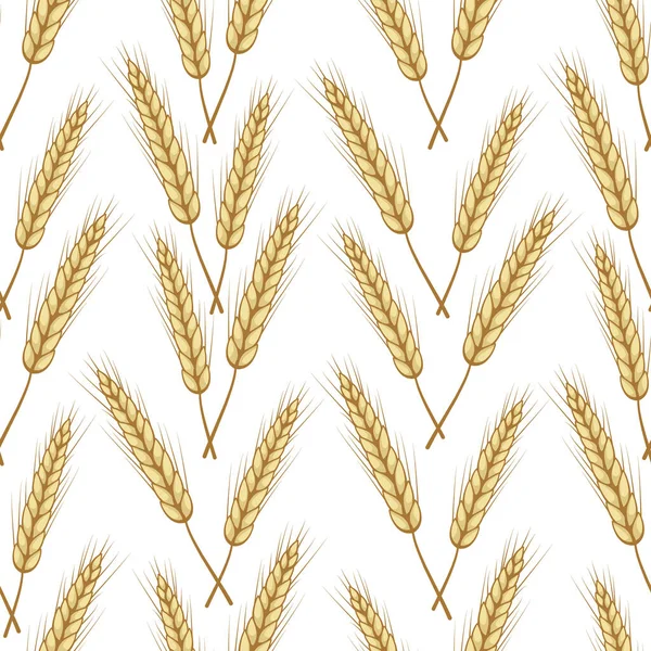 Векторный Бесшовный Рисунок Колосьями Пшеницы Изолирован Белом Цельное Зерно Органическое — стоковый вектор