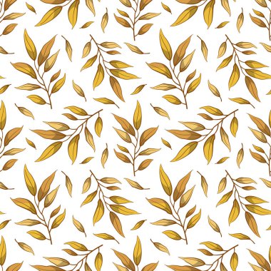  Sonbahar yapraklı çiçek desenli vektör. Kumaş, duvar kağıdı, tekstil ve web tasarımı için çiçek tasarımı. Beyazda izole edilmiş.