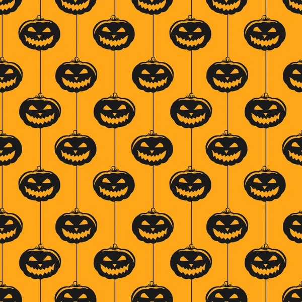 Vector Seamless Halloween Pattern Icons Scary Pumpkins Stripes Simple Holiday — Stock Vector