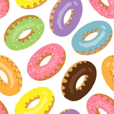  Kumaş, duvar kâğıdı, tekstil, masa örtüsü ve web tasarımı için renkli çöreklerle kusursuz desen. Beyazda izole edilmiş.