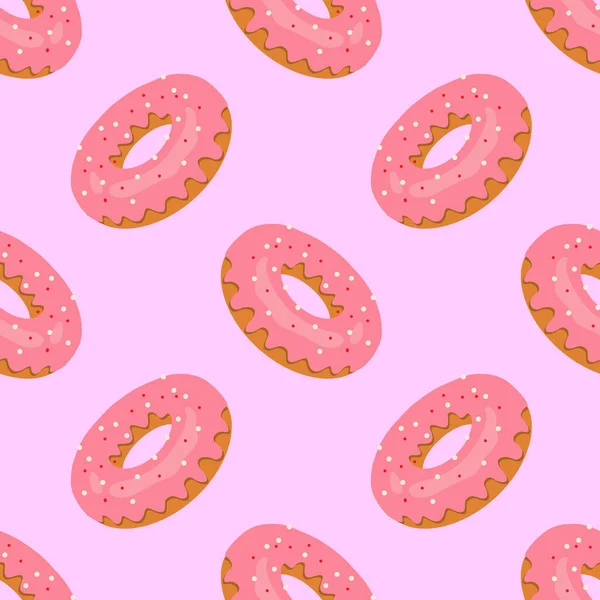 Padrão Sem Costura Com Donuts Rosa Para Tecido Papel Parede — Vetor de Stock