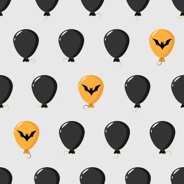 Бесшовный Рисунок Хэллоуина Воздушными Шарами Летучими Мышами Поздравительной Открытки Подарочной — стоковый вектор