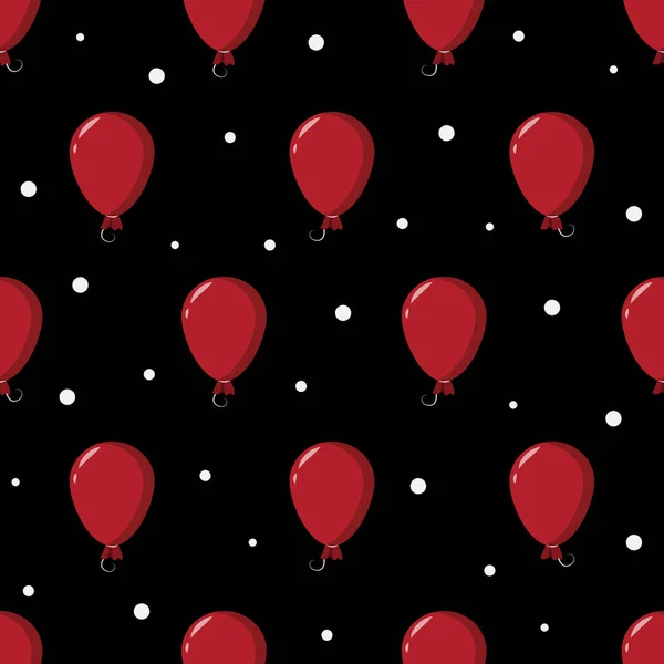 Bezešvé Vzor Červenými Balónky Černém Pozadí Pro Tkaniny Tapety Textil — Stockový vektor