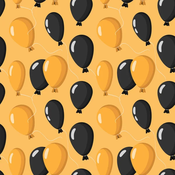 Modèle Halloween Sans Couture Avec Des Ballons Noirs Orange Sur — Image vectorielle