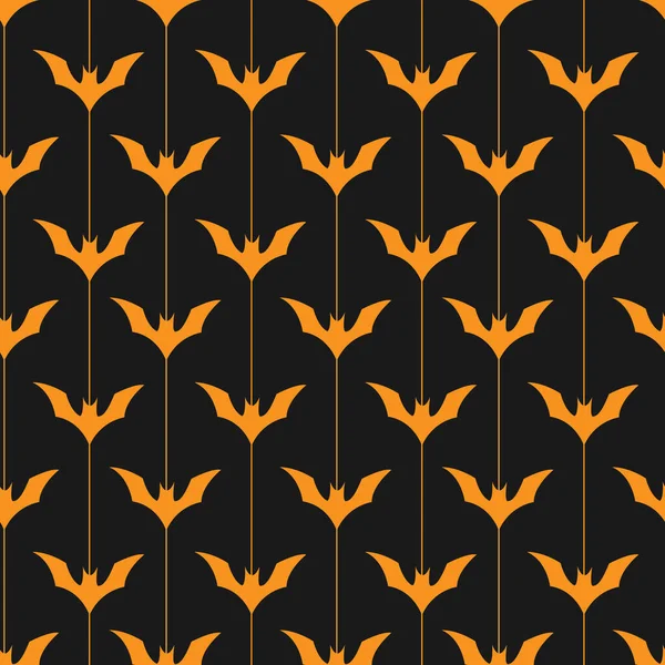 Vector Seamless Halloween Pattern Orange Icons Bats Stripes Black Background — Stock Vector