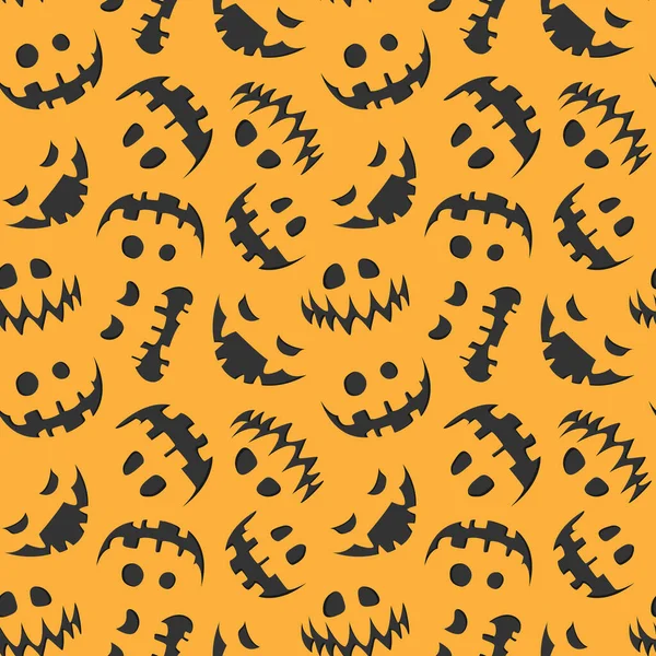 Seamless Halloween Pattern Scary Smiles Orange Background Halloween Design Greeting — Stock Vector