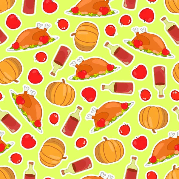  Seamless pattern with elements of Thanksgiving Day. Holiday background for greeting card, gift box, wallpaper, fabric, web design.