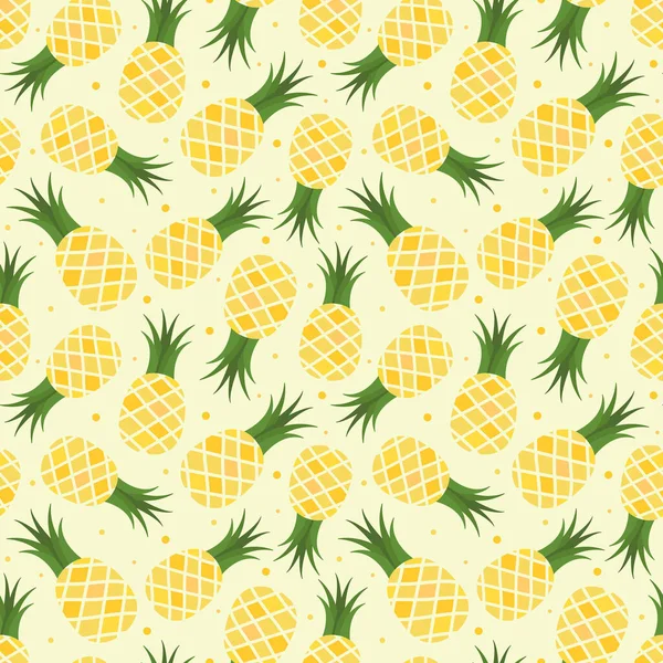 Vector Seamless Pattern Juicy Pineapples Fruit Background Fabric Wallpaper Tablecloth — Stock Vector