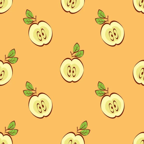 Vector Naadloos Patroon Met Appels Oranje Achtergrond Fruit Achtergrond Voor — Stockvector